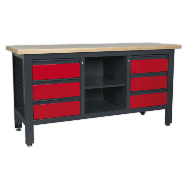 Workbench with 6 Drawers & Open Storage