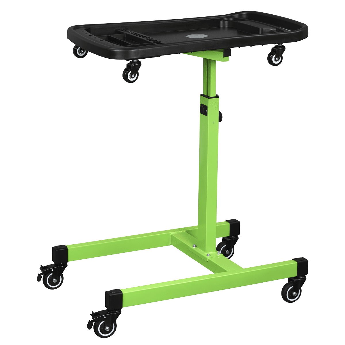 Adjustable-Height Mobile Workstation with Removable Top Tray