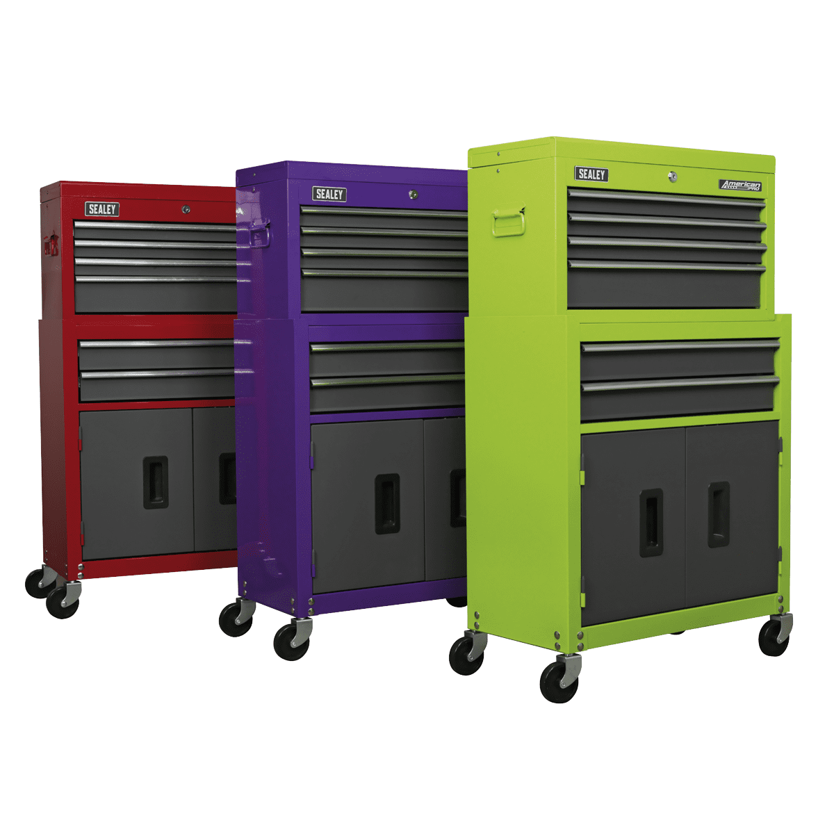 American PRO® Topchest & Rollcab Combination 6 Drawer - Purple/Grey - Image 2