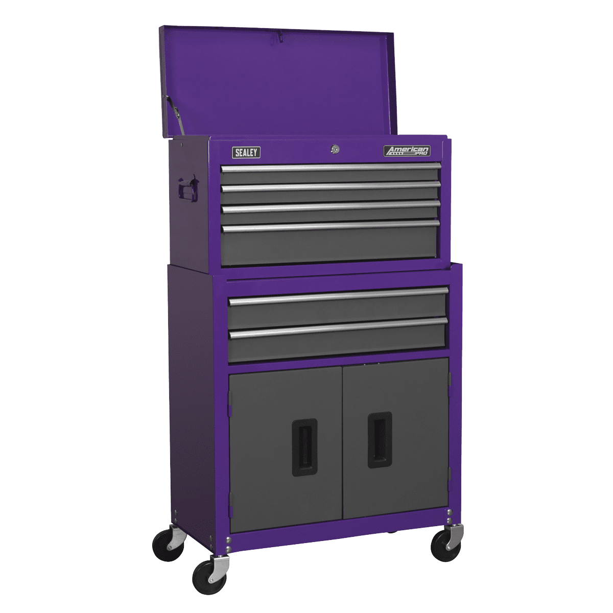 American PRO® Topchest & Rollcab Combination 6 Drawer - Purple/Grey