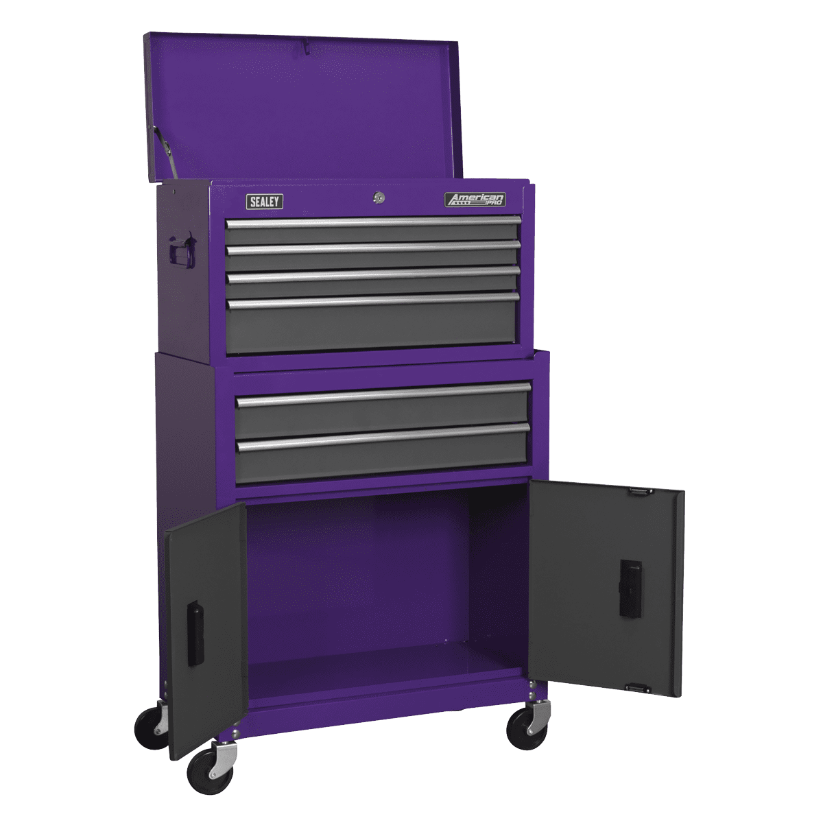 American PRO® Topchest & Rollcab Combination 6 Drawer - Purple/Grey - Image 6