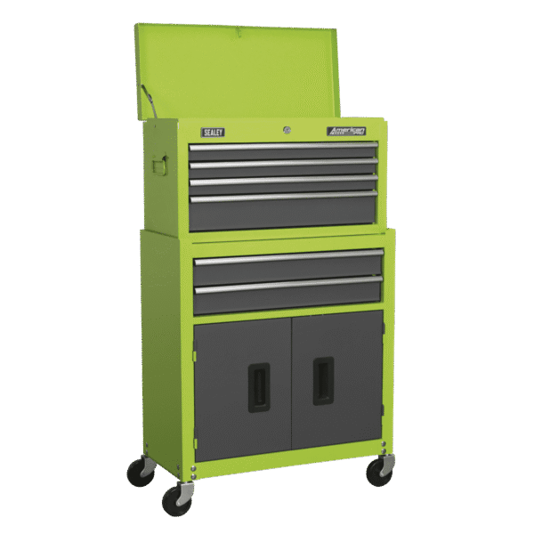 American PRO® Topchest & Rollcab Combination 6 Drawer - Green/Grey