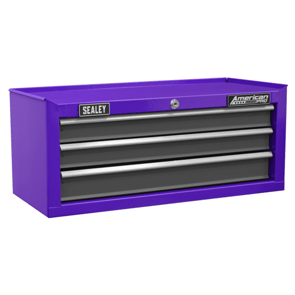 American PRO® Mid-Box Tool Chest 3 Drawer - Purple/Grey
