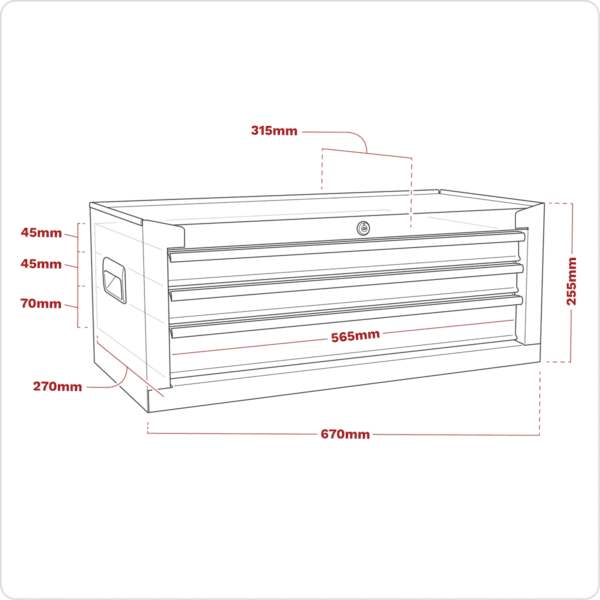 American PRO® Mid-Box Tool Chest 3 Drawer - Black