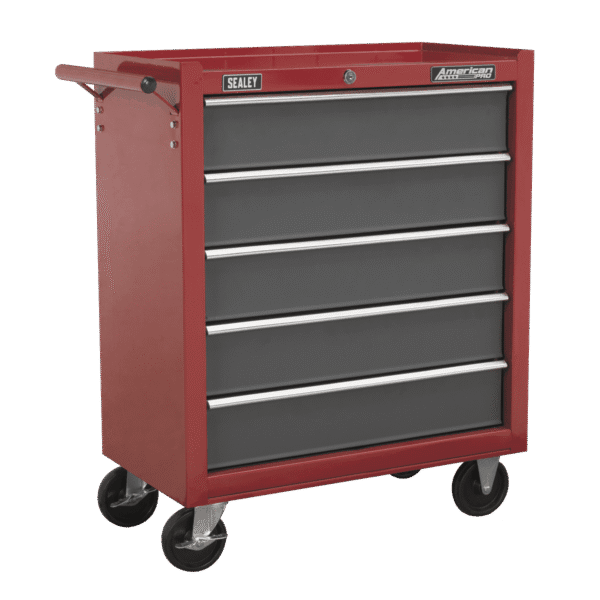 American PRO® Rollcab 5 Drawer - Red/Grey