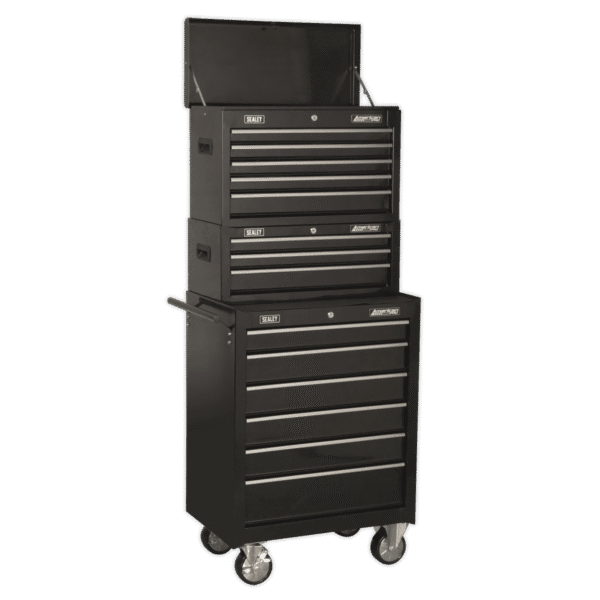 American PRO® Topchest, Mid-Box Tool Chest & Rollcab Stack 14 Drawer - Black
