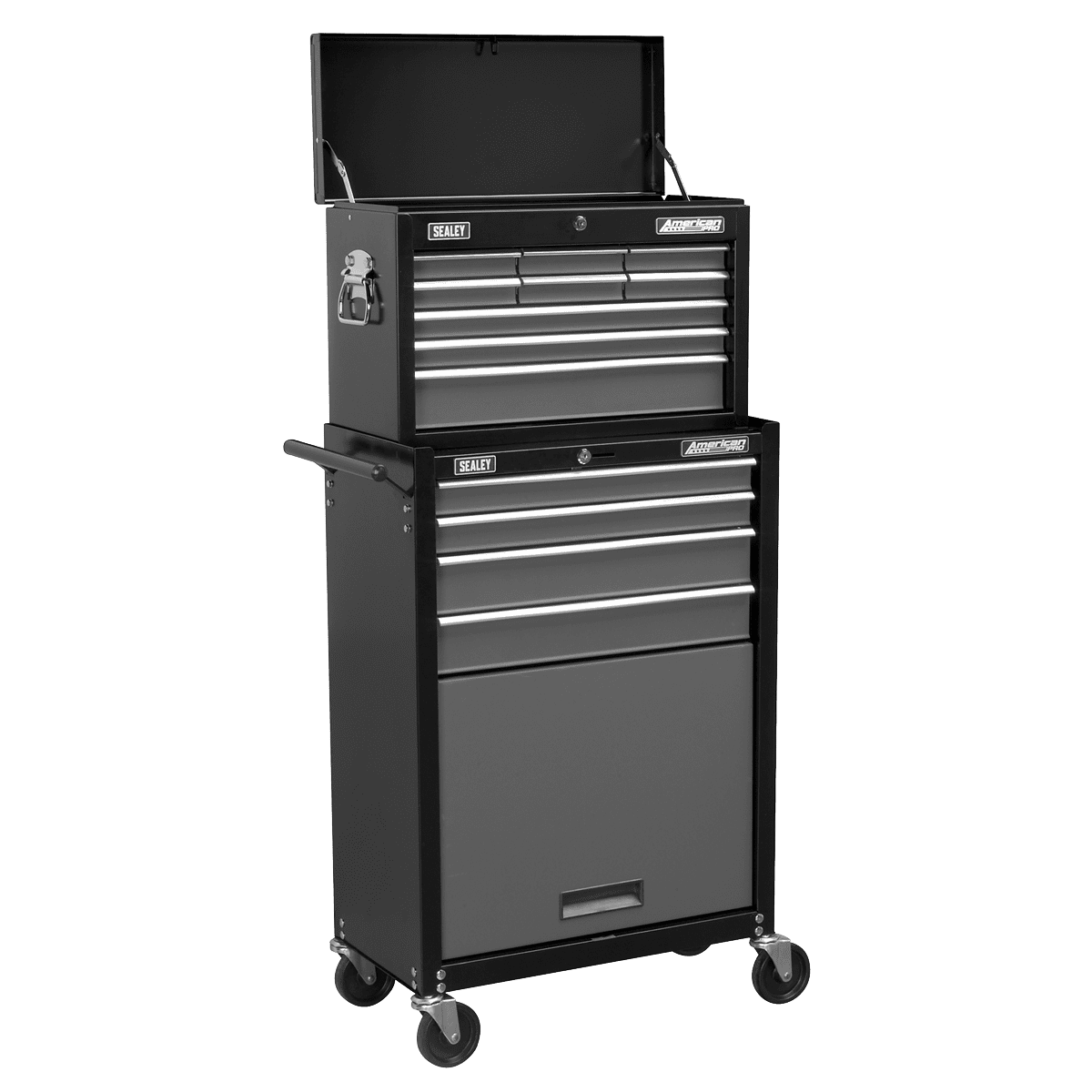 American PRO® Topchest & Rollcab Combination 13 Drawer - Black/Grey - Image 4