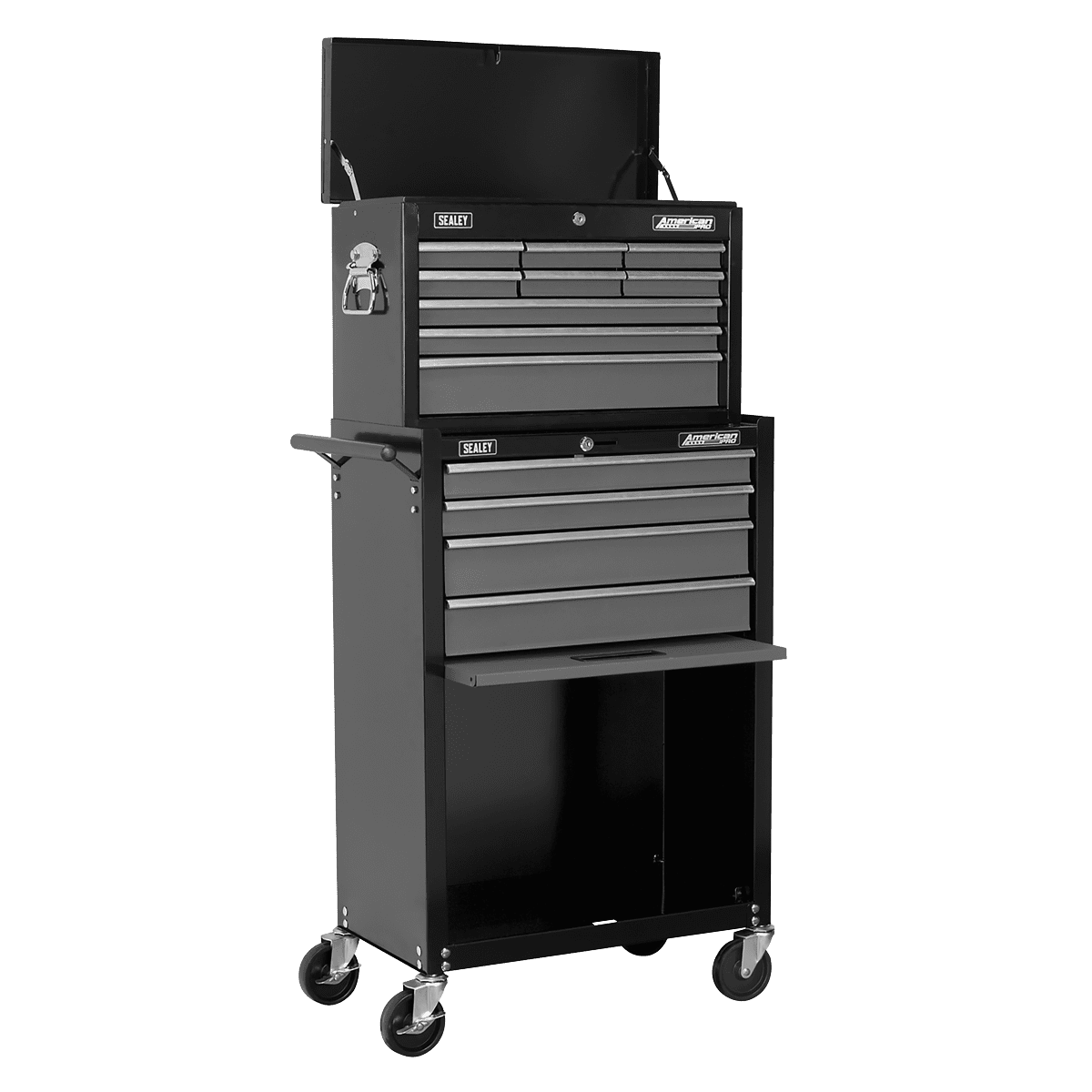 American PRO® Topchest & Rollcab Combination 13 Drawer - Black/Grey