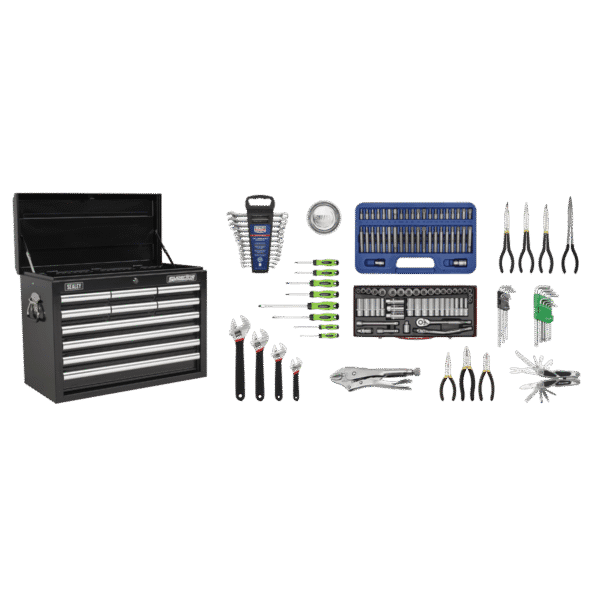Superline PRO® Topchest 10 Drawer with 140pc Tool Kit - Black