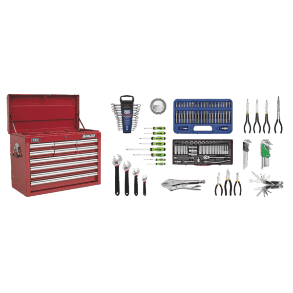 Superline PRO® Topchest 10 Drawer with 139pc Tool Kit - Red