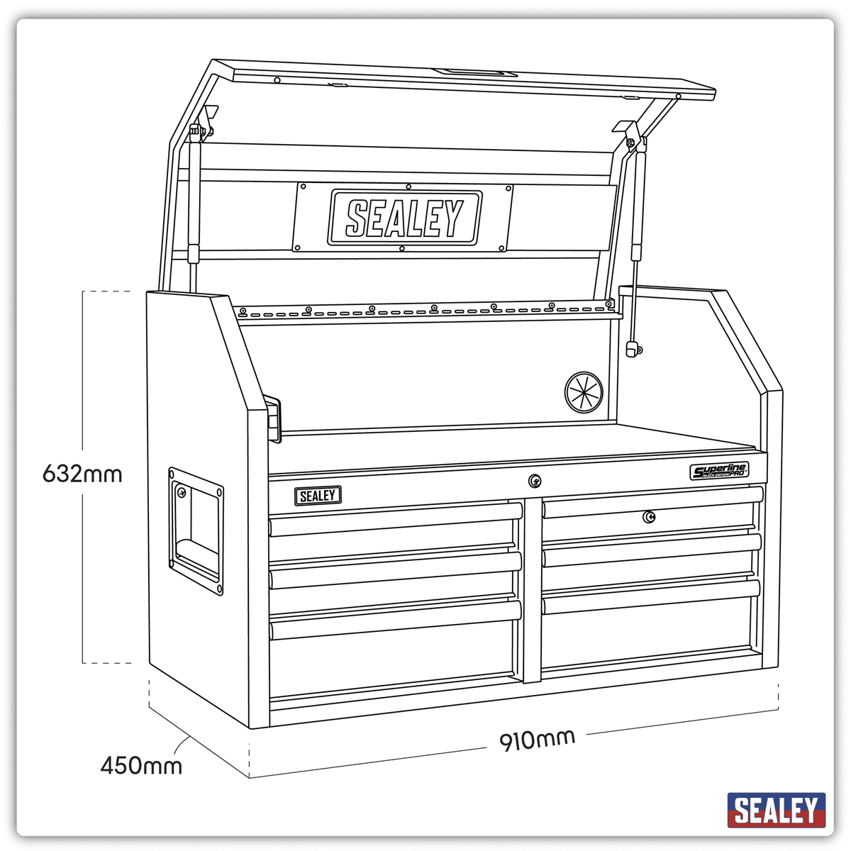 Superline PRO® Black Edition Topchest with 6 Soft Close Drawers & Power Bar 910mm - Image 2
