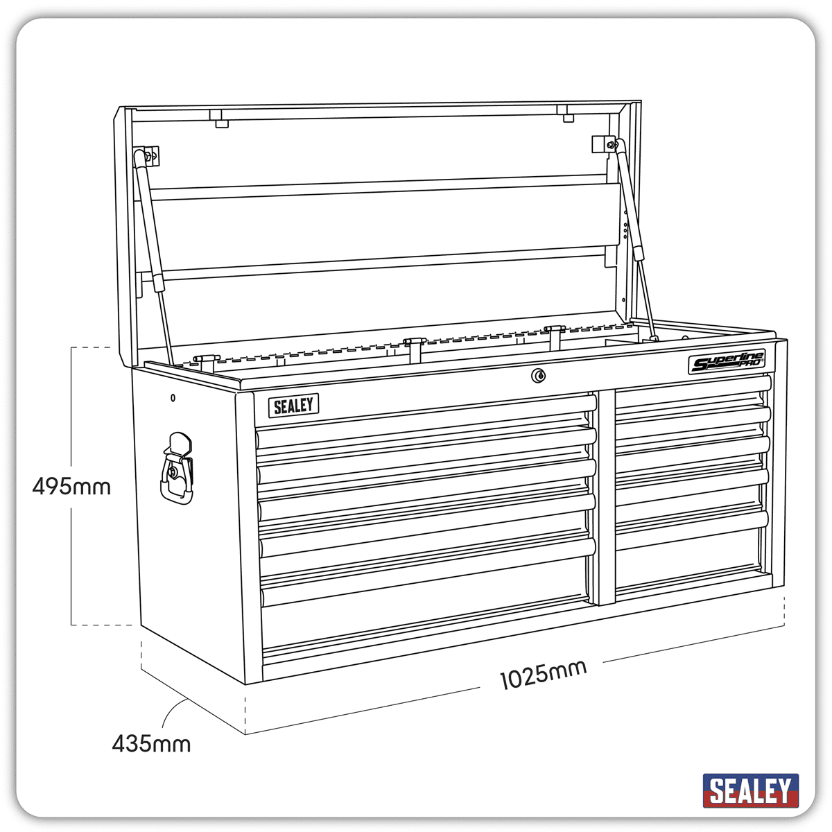 Superline PRO® Heavy-Duty Topchest 10 Drawer - Red - Image 6