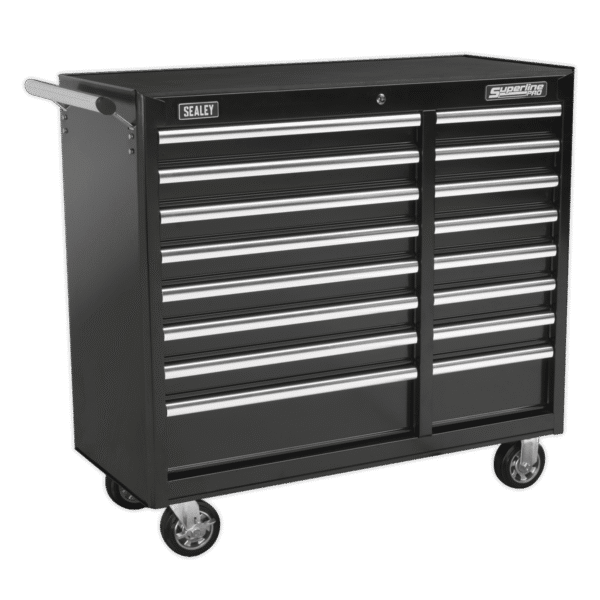 Superline PRO® Heavy-Duty Rollcab 16 Drawer - Black