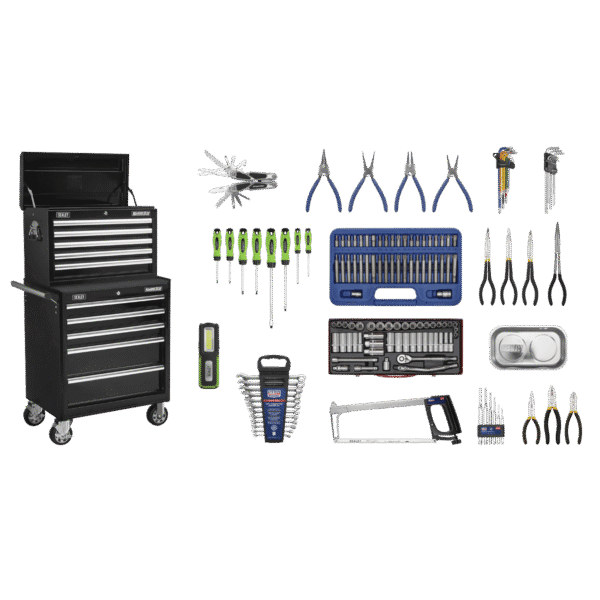 Superline PRO® Topchest & Rollcab Combination 10 Drawer with 148pc Tool Kit - Black