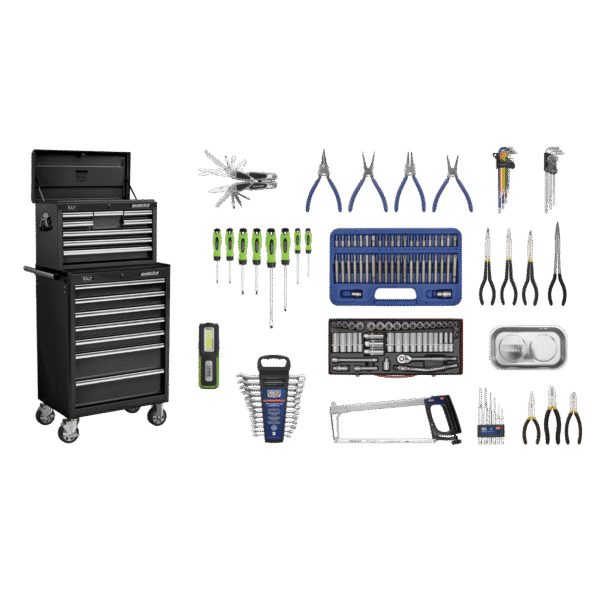 Superline PRO® Topchest & Rollcab Combination 15 Drawer with 148pc Tool Kit - Black
