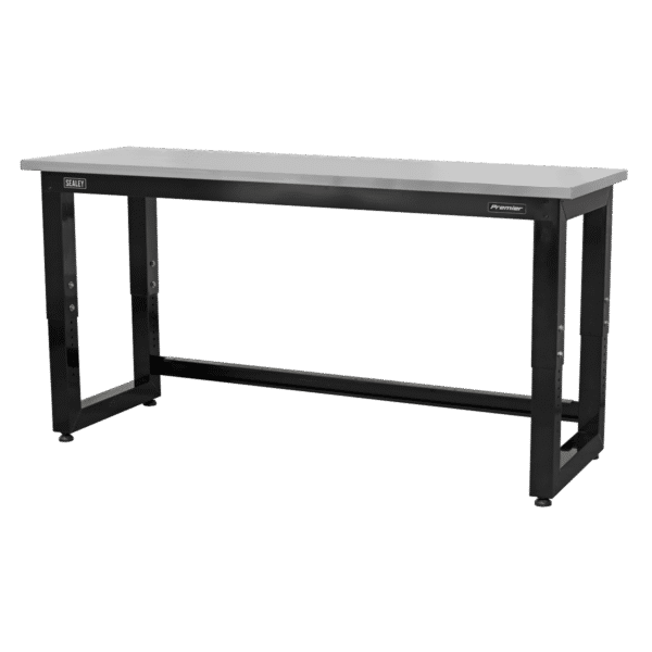 Premier™ Heavy-Duty Steel Adjustable Workbench with Stainless Steel Worktop 1830mm