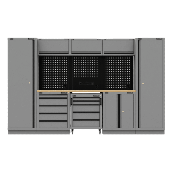 Superline PRO® Black Edition Storage System with Rubber Wood Worktop 3.24m
