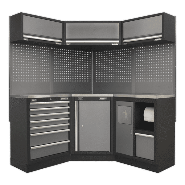 Superline PRO® Corner Storage System with Stainless Worktop 1.55m