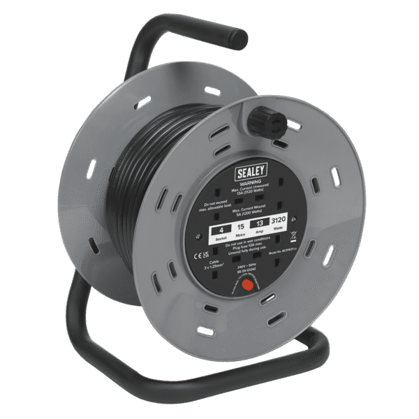 15m Cable Reel with Thermal Trip 4 x 230V