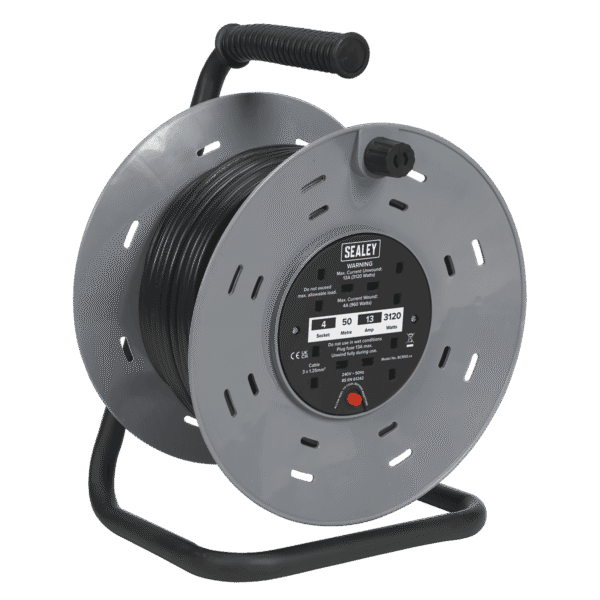 50m Cable Reel with Thermal Trip 4 x 230V