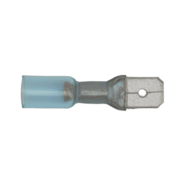 Heat Shrink Push-On Male Terminal 6.3mm, Blue - Pack of 25