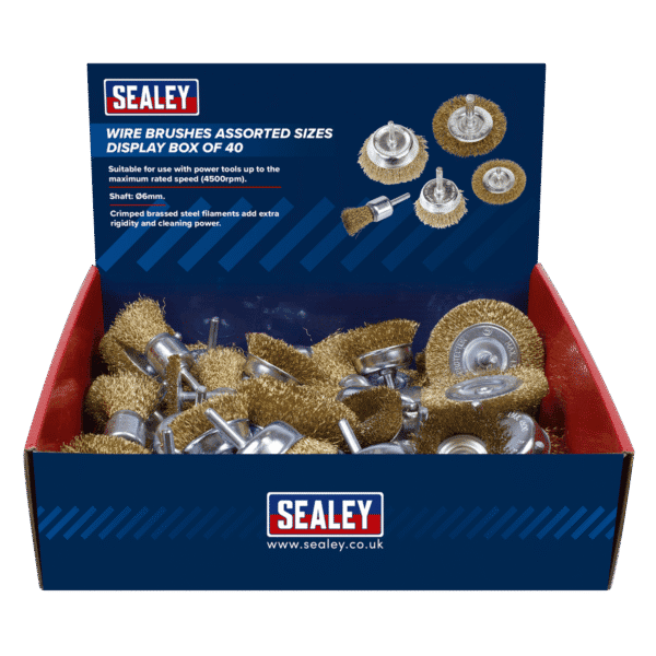 Crimped Wire Brushes Assorted Sizes - Display Box of 40