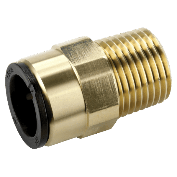 John Guest® Brass Straight Adaptor 15mm x 1/2"BSPT