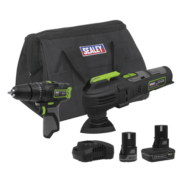 2 x SV10.8 Series Cordless Power Tool Kit 10.8V - 2 Batteries & Euro Plug