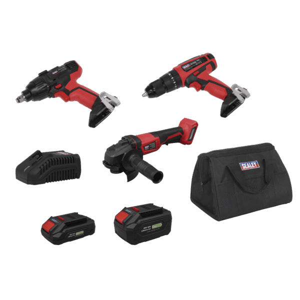 3 x SV20 Series Cordless Power Tool Kit 20V Euro Plug - 2 Batteries
