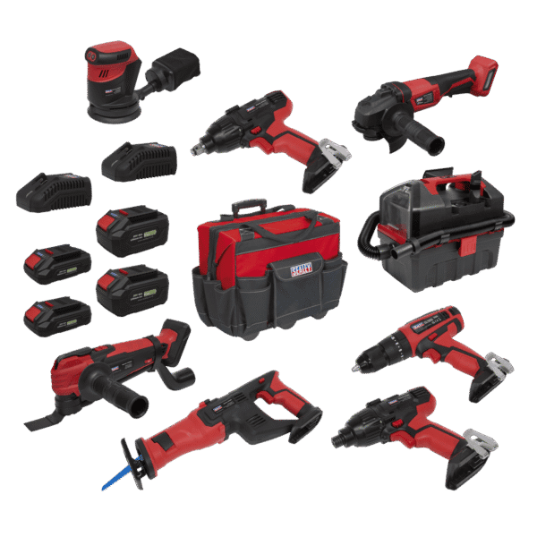 8 x SV20 Series Cordless Power Tool Kit 20V Euro Plug - 4 Batteries