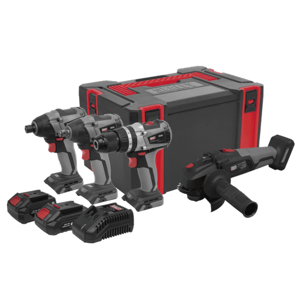 Premier 4 x SV20 Series Cordless Brushless Power Tool Kit 20V Euro Plug - 2 Batteries