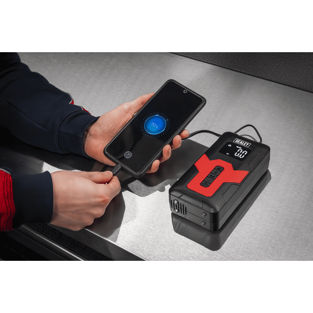 Rechargeable Tyre Inflator & Power Bank with Worklight 12V - Image 12