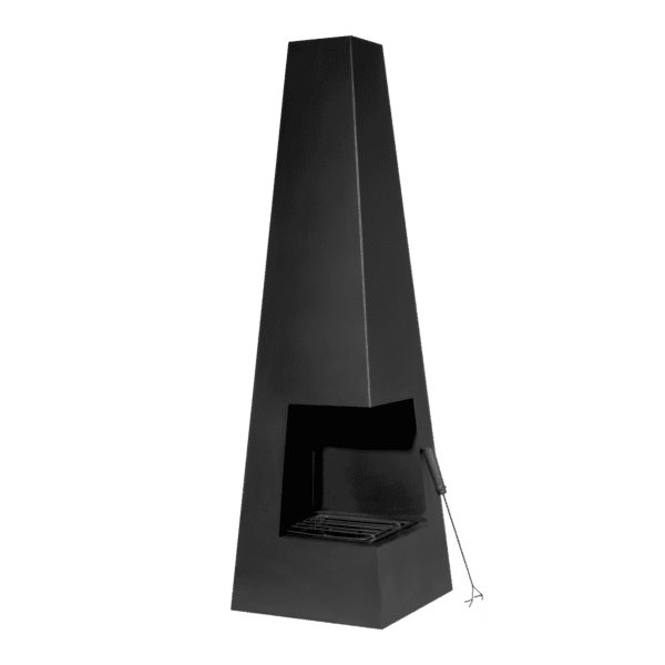 Dellonda Chiminea, Wood Burner, Heater for Outdoors W45cm x H150cm - Black Steel