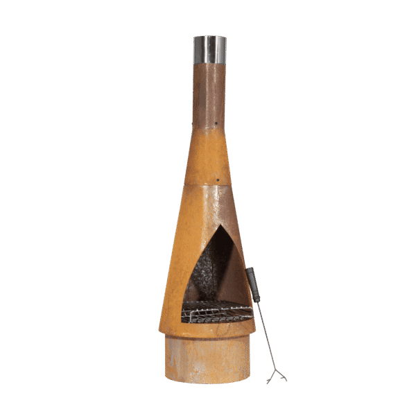Dellonda Outdoor/Garden/Patio Conical Chiminea, Fireplace, Fire Pit, Heater, H127cm - Corten Steel