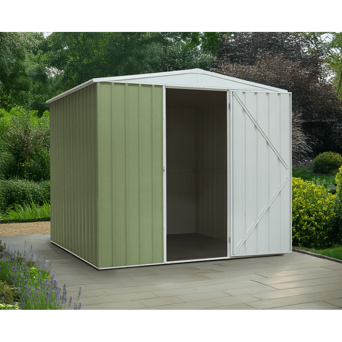 Dellonda Galvanized Steel Storage Shed with Apex Style Roof 230 x 230 x 220cm - Green - Image 2