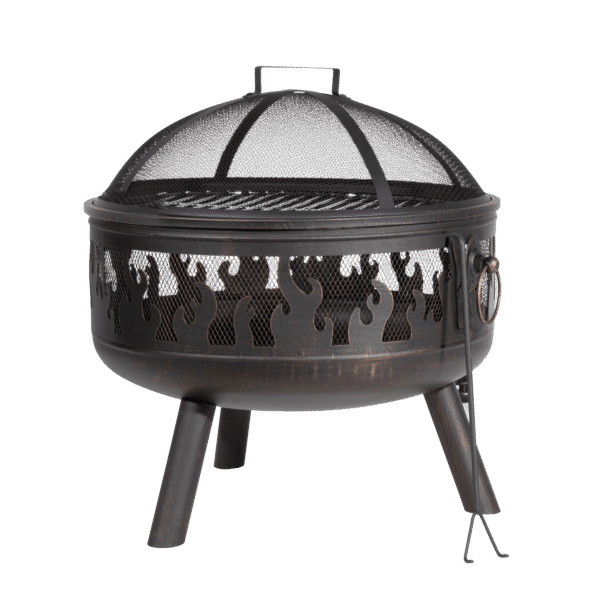 Dellonda Deluxe Fire Pit Fireplace Outdoor Patio Heater, Cooking Grill & Poker 61cm