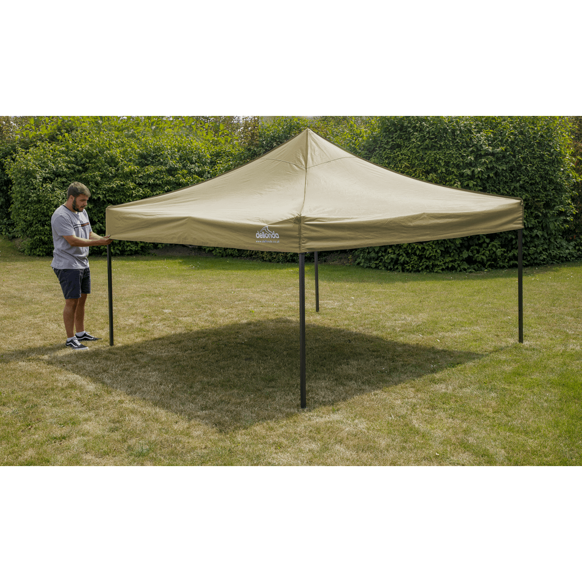 Dellonda Premium 2x2m Pop-Up Gazebo, Heavy Duty, PVC Coated, Water-Resistant Fabric, Supplied with Carry Bag, Rope, Stakes & Weight Bags - Beige Canopy - Image 8