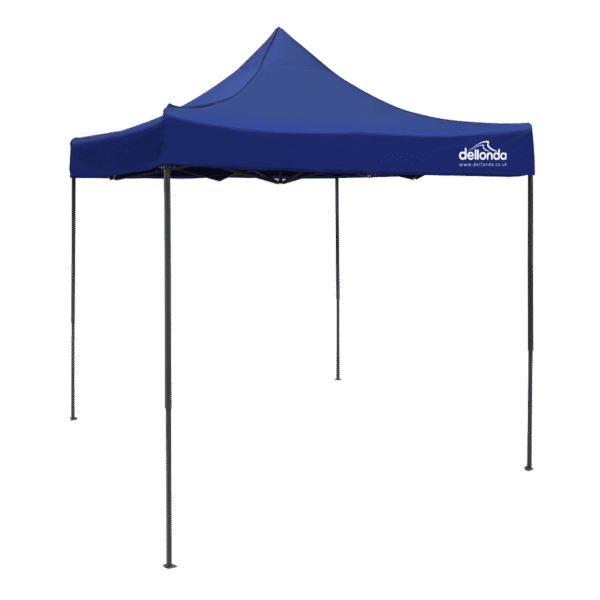 Dellonda Premium 2x2m Pop-Up Gazebo, Heavy Duty, PVC Coated, Water-Resistant Fabric, Supplied with Carry Bag, Rope, Stakes & Weight Bags - Blue Canopy