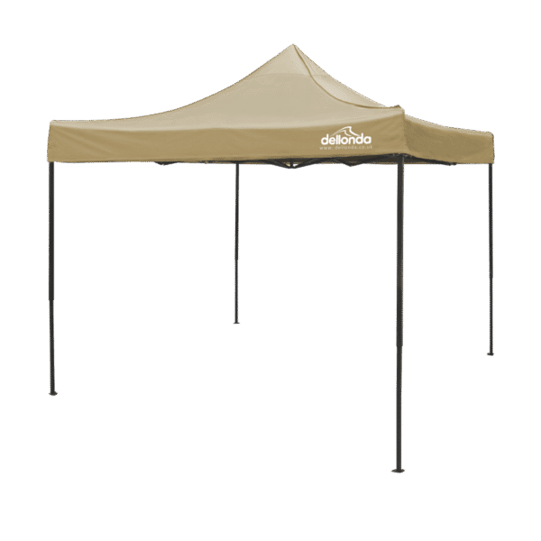 Dellonda Premium 3 x 3m Pop-Up Gazebo, PVC Coated, Water-Resistant Fabric, Supplied with Carry Bag, Rope, Stakes & Weight Bags - Beige Canopy