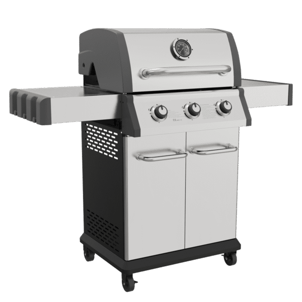 Dellonda 3 Burner Deluxe Gas BBQ Grill with Piezo Ignition & Thermometer - Stainless Steel