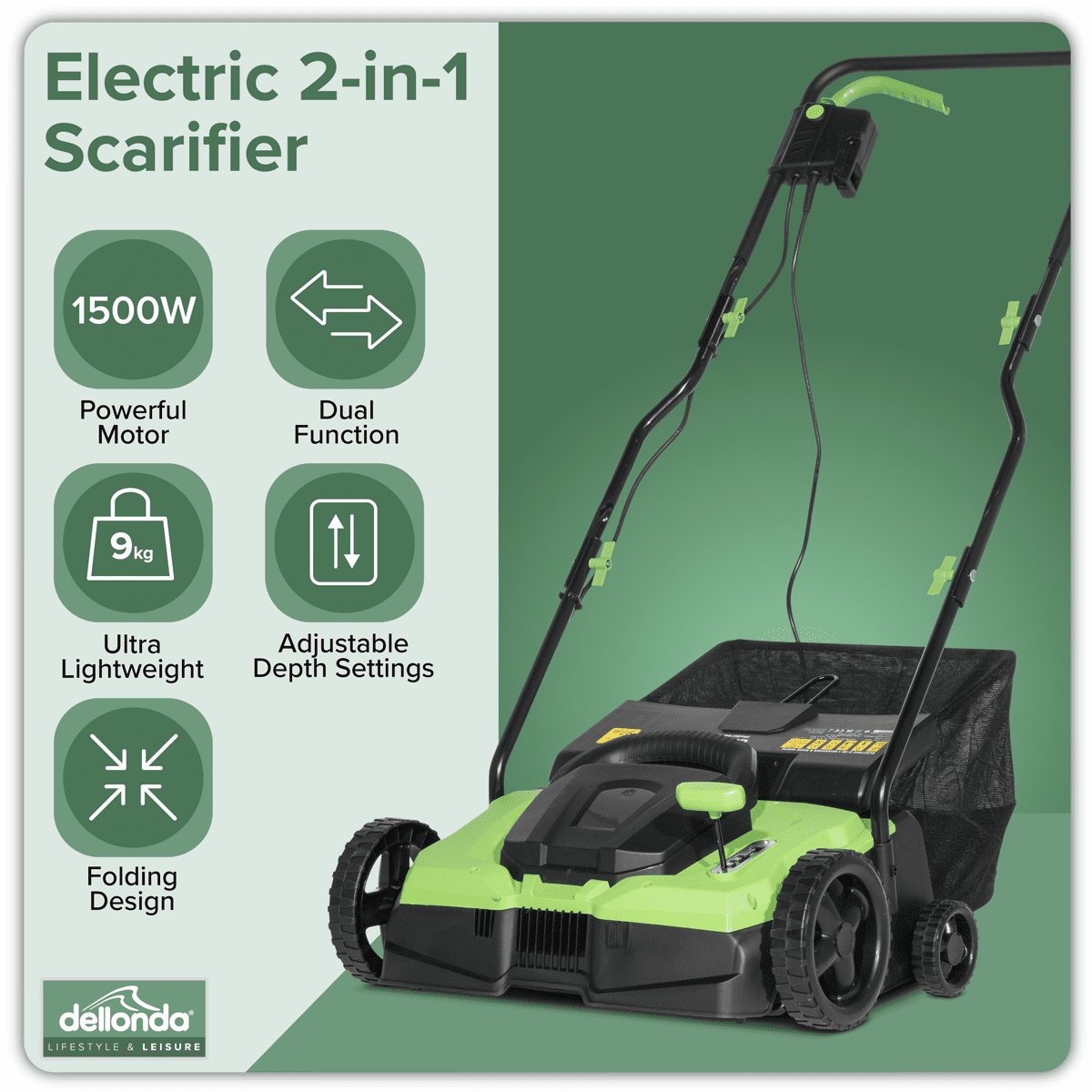 Dellonda 2-in-1 Electric Scarifier & Rake 1500W/230V - Image 19