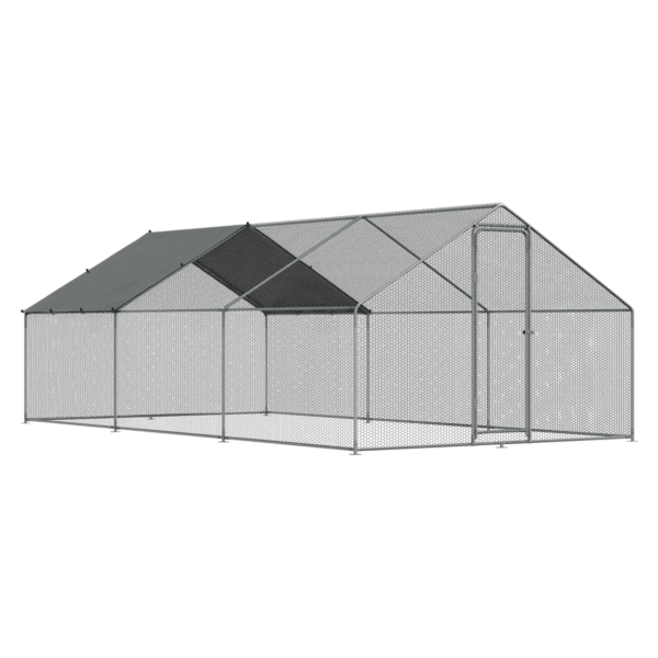 Dellonda Walk-In Galvanized Steel Chicken Run with Roof Cover & PVC Coated Chicken Wire