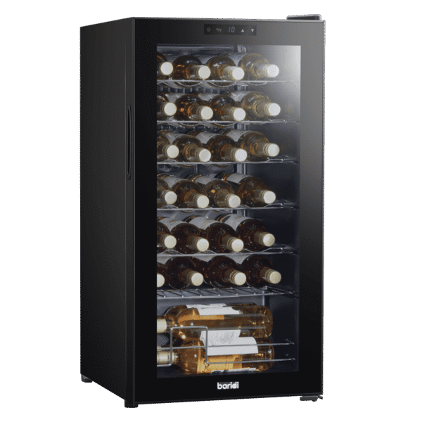 Baridi 28 Bottle Wine Fridge with Digital Touchscreen Controls & LED Light - Black