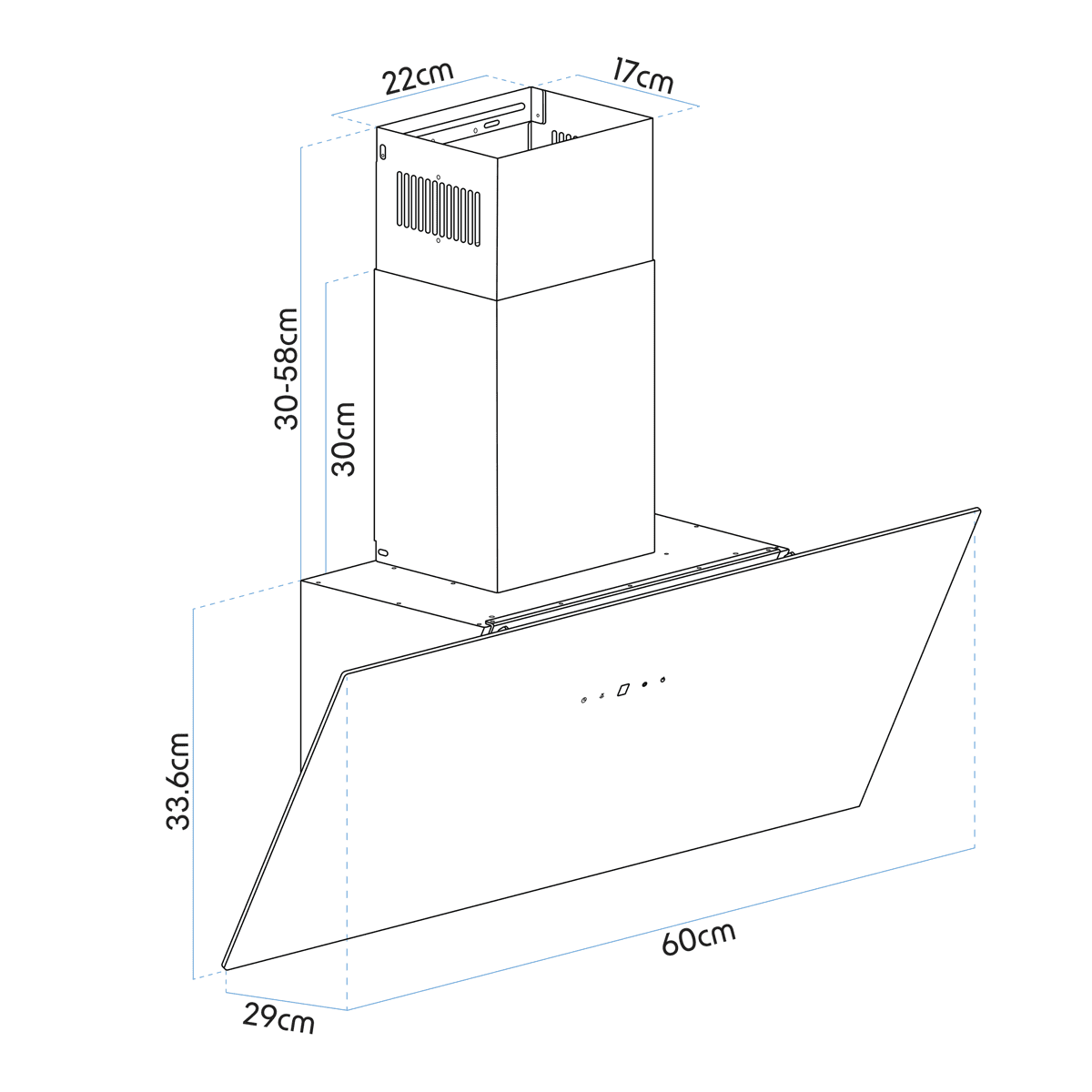 Baridi Angled Chimney Cooker Hood with Touch Controls & Carbon Filters 60cm - Black Glass - Image 12