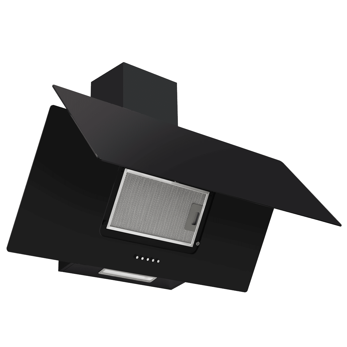 Baridi Angled Chimney Cooker Hood with Carbon Filters & LED Lamp 90cm, Energy Class A - Black Glass - Image 10