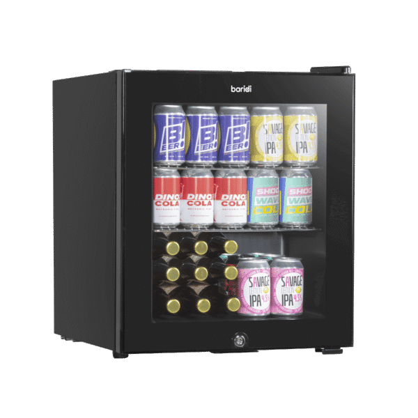 Baridi Mini Tabletop Beer & Drinks Fridge with Metal Shelves, LED Light & Security Lock 50L - Black