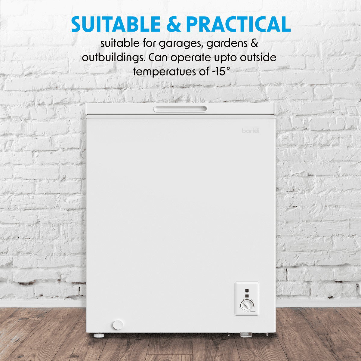 Baridi Freestanding Chest Freezer 142L Capacity - White - Image 6