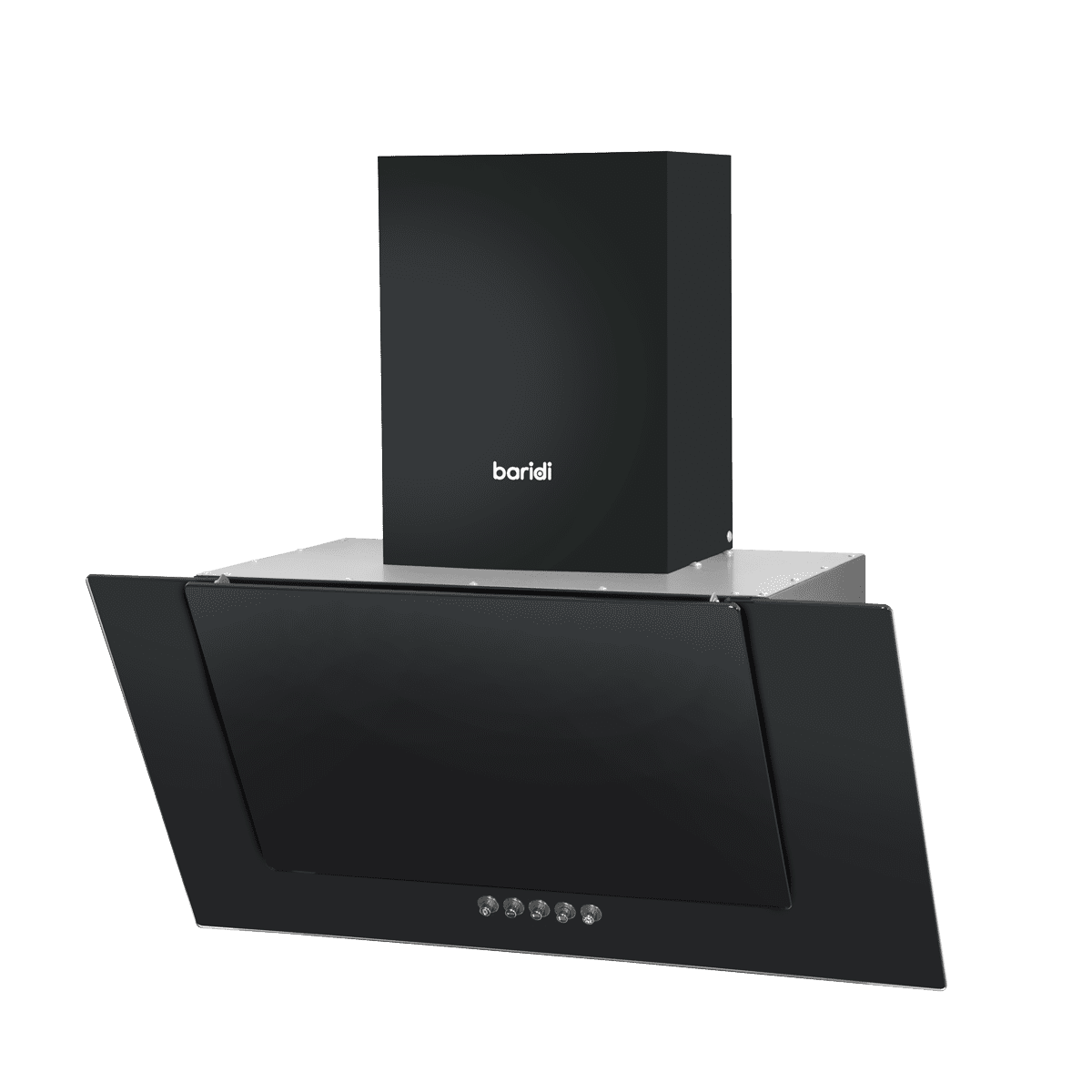 Baridi Angled Chimney Cooker Hood with Carbon Filters & LED Lamp - Black Glass - Image 10