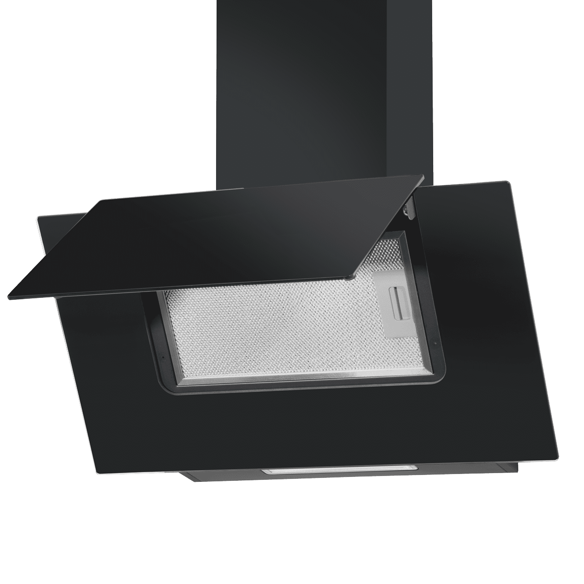 Baridi Angled Chimney Cooker Hood with Carbon Filters & LED Lamp - Black Glass - Image 13