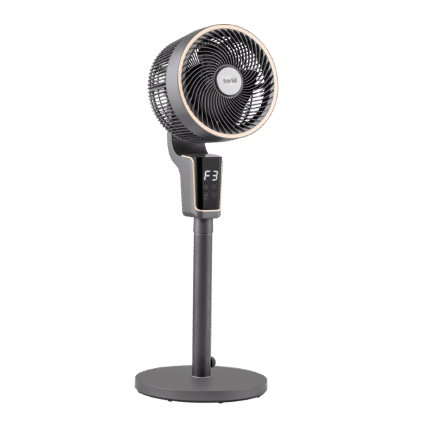 Baridi 12" Pedestal Fan with Remote Control & 12hr Timer 230V - Grey